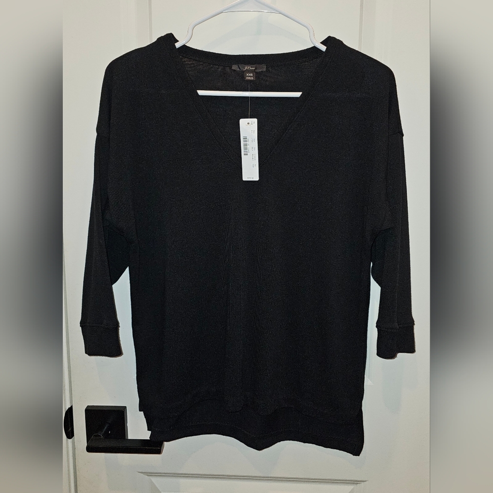 J. Crew Classic Black V-Neck Top